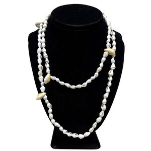 Cowrie Shell Statement Necklace Boho Long Layering Fashion Jewelry 19.5 in L